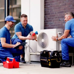 Experienced HVAC Technician Ensuring Quality Air Conditioning Installation for Commercial Buildings, Providing Safe and Efficient Cooling Systems.